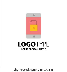 Application, Mobile, Mobile Application, Unlock Business Logo Template. Flat Color. Vector Icon Template background