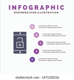 Application, Mobile, Mobile Application, Unlock Solid Icon Infographics 5 Steps Presentation Background. Vector Icon Template background