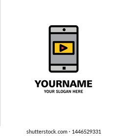 Application, Mobile, Mobile Application, Video Business Logo Template. Flat Color