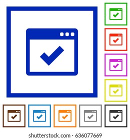 Application ok flat color icons in square frames on white background