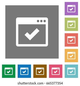 Application ok flat icons on simple color square backgrounds