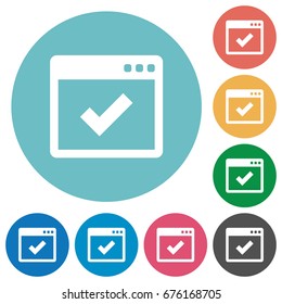 Application ok flat white icons on round color backgrounds