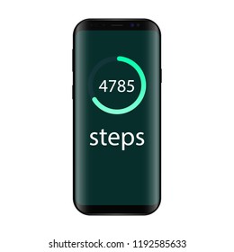 Application on the mobile phone to track the steps, the pedometer. App for morning jogging or fitness. The concept of the interface design of the apps
