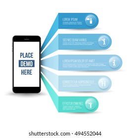 Application on smartphone concepts with icons can use for application, infographic, business concept or template. Vector illustration.