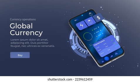 An application for online banking. Mobile phone payment with NFC technology and a high level of payment security. Protect the purchase of wireless payment via smartphone. digital payment technologies.