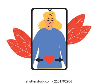 An application for online dating, online communication. Dating application on mobile phone. Vector illustration