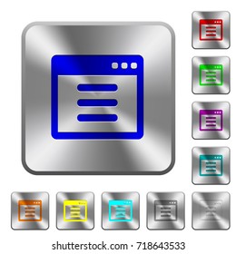 Application options engraved icons on rounded square glossy steel buttons