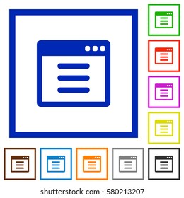 Application options flat color icons in square frames on white background