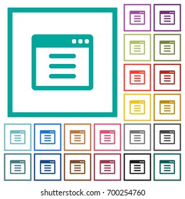 Application options flat color icons with quadrant frames on white background