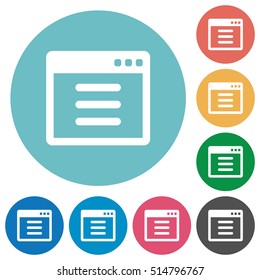 Application options white flat icons on color rounded square backgrounds