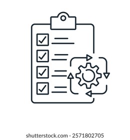 Application procedure. Registration of document. Vector linear illustration icon isolated on white background.