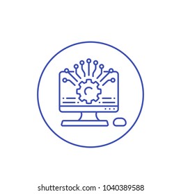 Application programming, api, app development and configuration vector line icon on white