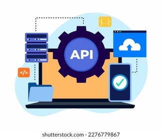 Application programming interface concept of Internet network.