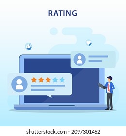 application rating concept, technology, Reviews stars with good and bad rate, customer satisfaction, social media, Flat vector template Style Suitable for Web Landing Page, Background.