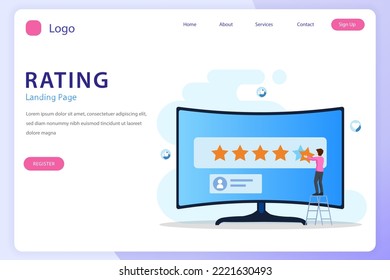concepto de clasificación de aplicaciones, tecnología, reseñas con buena y mala tasa, satisfacción del cliente, medios sociales, plantilla de vector Flat