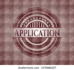 Application red emblem with geometric background. Seamless.