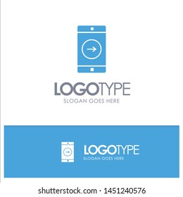 Application, right, Mobile, Mobile Application Blue Solid Logo with place for tagline