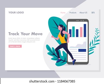 Application for Running tracker Illustration for landing page