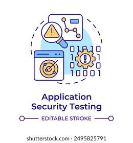 Application security testing multi color concept icon. Vulnerability assessment. Round shape line illustration. Abstract idea. Graphic design. Easy to use in infographic, presentation