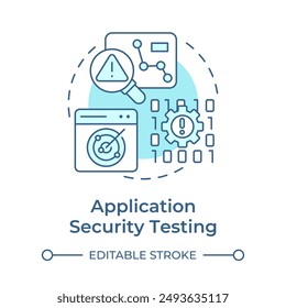 Application security testing soft blue concept icon. Vulnerability assessment. Round shape line illustration. Abstract idea. Graphic design. Easy to use in infographic, presentation