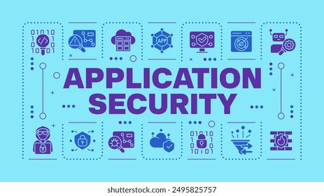 Application security turquoise word concept. Static code analysis. Service availability. Visual communication. Vector art with lettering text, editable glyph icons