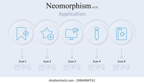 Application set icon. Bookmark, star, monitor, tie, book, application, app, interface, favorite, add, screen, business, document, note, feature, office, digital, online, bookmark, organization