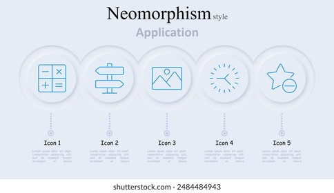 Anwendungssatz-Symbol. Taschenrechner, Wegweiser, Bild, Uhr, Stern mit Minuszeichen, App, mobil, Navigation, Zeitmanagement, Favoriten