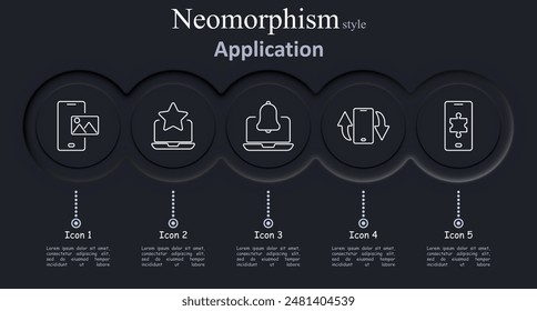 Application set icon. Photo, favorite, notification, synchronization, puzzle, mobile, technology, user interface, device, communication, design, internet, digital, software, app, online, multimedia