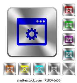 Application settings engraved icons on rounded square glossy steel buttons