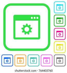 Application settings vivid colored flat icons in curved borders on white background