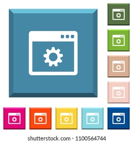 Application settings white icons on edged square buttons in various trendy colors