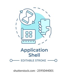 Application shell soft blue concept icon. Ensure fast loading and smooth performance. Component of PWAs. Round shape line illustration. Abstract idea. Graphic design. Easy to use in presentation