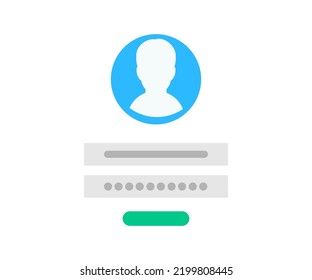 Application Showing Authorization Screen asking to Enter Password Log In Button Activates logo design. Login and password form page, vector design and illustration.