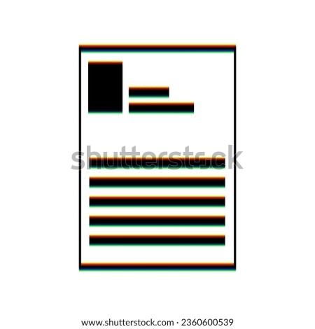 Application sign. Black Icon with vertical effect of color edge aberration at white background. Illustration.