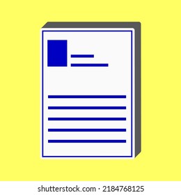 Application sign. Blue Icon with white stroke in 3d at yellow Background. Illustration.