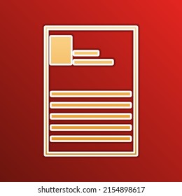 Application sign. Golden gradient Icon with contours on redish Background. Illustration.
