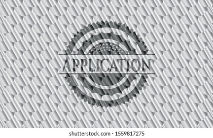 Application silver color badge. Scales pattern. Vector Illustration. Detailed.