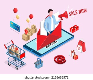 Application smartphone mobile and computer payments online transaction. Shopping online process on smartphone. Vecter cartoon illustration isometric design.