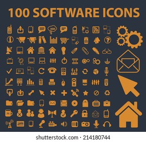 application, software interface isolated icons, signs, vectors, illustrations, silhouettes set, vector