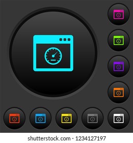 Application speed dark push buttons with vivid color icons on dark grey background