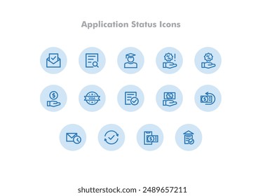 Application Status icons. education application. symbols for website. web design.