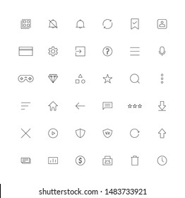 Application Store universal user interface outline icons. thin line UI icons set.