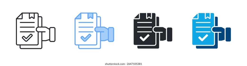 Application Submission Icon Set Multiple Style. Designed In Outline, Blue, Glyph, Dual Tone
