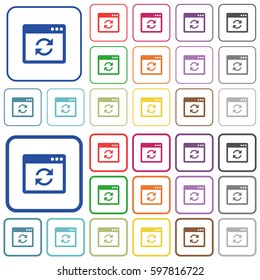 Application syncronize color flat icons in rounded square frames. Thin and thick versions included.
