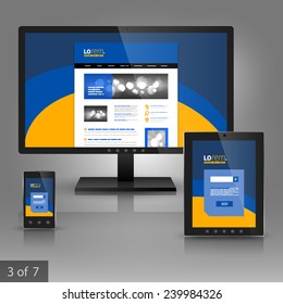 Application template design for gadgets with blue and yellow lines. Elements of stationery.
