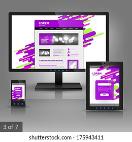 Application template design for gadgets with color lines. Elements of stationery.