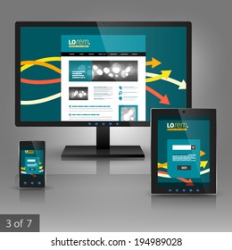 Application template design for gadgets with color arrows. Elements of stationery.