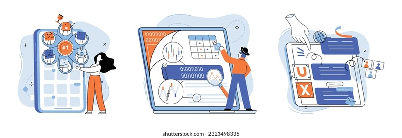 Application testing metaphor. Vector illustration. Software testing, final frontier before code goes live Application testing, diagnostic procedure for softwares health App test, rehearsal stage