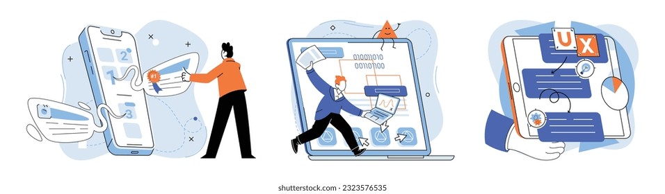 Metáfora de prueba de aplicaciones. Ilustración vectorial. Prueba de aplicaciones, en donde el acelerador de aplicaciones es realmente probado Prueba de software, control que mantiene la vigilancia de las anomalías de código Prueba de aplicaciones, garantía de calidad