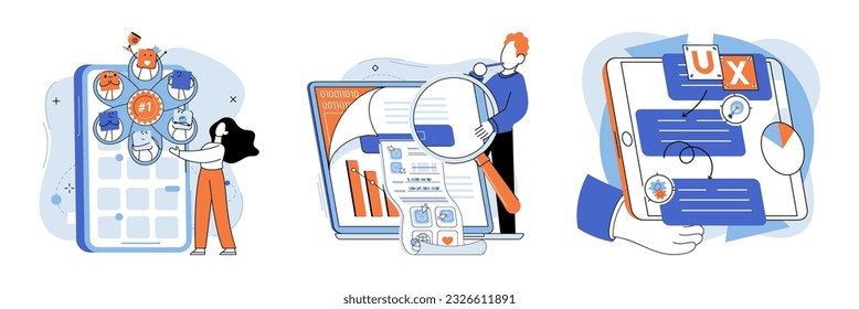 Application testing metaphor. Vector illustration. App test, arenwhere apps mettle is truly tested Software testing, watchmthat keeps lookout for code anomalies Application testing, quality assurance
